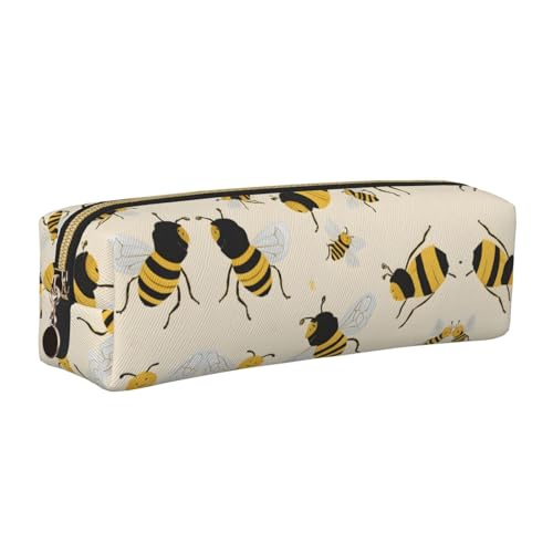 WXWJSHMGC Federmäppchen aus Leder mit Bienendruck, einfach, mit metallischer Reißverschlusstasche, Aufbewahrungstasche für Mädchen, Jungen, Studenten, Universität, Mittelschule, gold, Einheitsgröße WXWJSHMGC Federmäppchen aus Leder mit Bienendruck, einfach, mit metallischer Reißverschlusstasche, Aufbewahrungstasche für Mädchen, Jungen, Studenten, Universität, Mittelschule, gold, Einheitsgröße von WXWJSHMGC