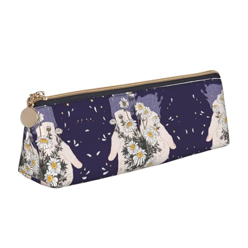 WXWJSHMGC Federmäppchen aus Leder mit Blumendruck, Füllfederhalter, personalisierbar, tragbar, großes Fassungsvermögen, für Mädchen und Jungen von WXWJSHMGC