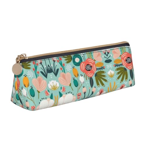 WXWJSHMGC Federmäppchen aus Leder mit Blumendruck, Füllfederhalter, personalisierbar, tragbar, großes Fassungsvermögen, für Mädchen und Jungen von WXWJSHMGC