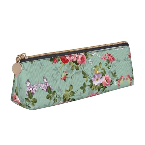 WXWJSHMGC Federmäppchen aus Leder mit Blumendruck, Füllfederhalter, personalisierbar, tragbar, großes Fassungsvermögen, für Mädchen und Jungen von WXWJSHMGC