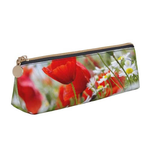 WXWJSHMGC Federmäppchen aus Leder mit Blumendruck, Füllfederhalter, personalisierbar, tragbar, großes Fassungsvermögen, für Mädchen und Jungen von WXWJSHMGC