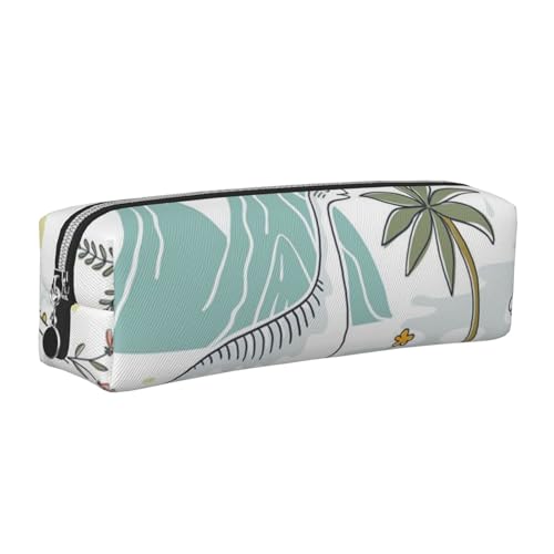 WXWJSHMGC Federmäppchen aus Leder mit Dinosaurier-Motiv, einfach, mit metallischer Reißverschlusstasche, Aufbewahrungstasche für Mädchen, Jungen, Studenten, Universität, Mittelschule, silber von WXWJSHMGC