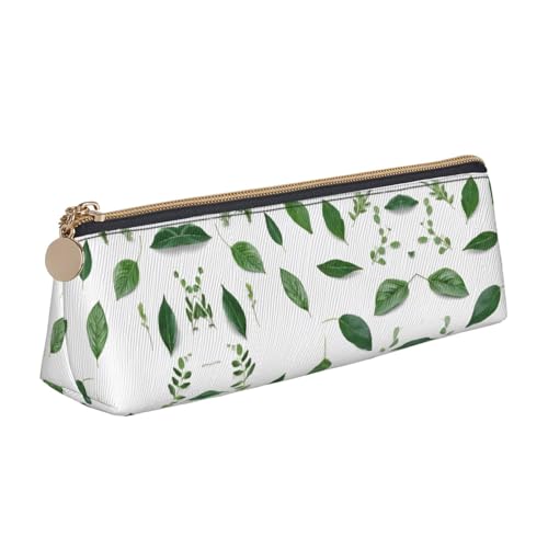 WXWJSHMGC Federmäppchen aus Leder mit Eukalyptusblättern, Füllfederhalter, personalisierbar, tragbar, großes Fassungsvermögen, für Mädchen und Jungen von WXWJSHMGC