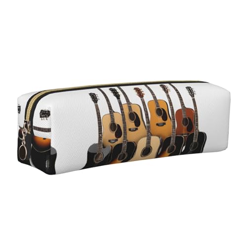 WXWJSHMGC Federmäppchen aus Leder mit Gitarren-Aufdruck, einfach, mit metallischer Reißverschlusstasche, Aufbewahrungstasche für Mädchen, Jungen, Studenten, Universität, Mittelschule, gold WXWJSHMGC Federmäppchen aus Leder mit Gitarren-Aufdruck, einfach, mit metallischer Reißverschlusstasche, Aufbewahrungstasche für Mädchen, Jungen, Studenten, Universität, Mittelschule, gold von WXWJSHMGC