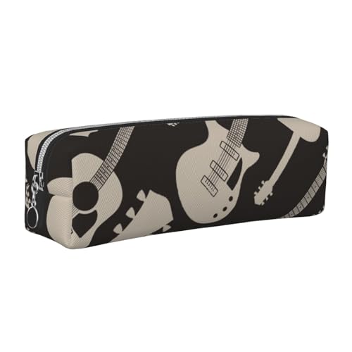 WXWJSHMGC Federmäppchen aus Leder mit Gitarrenmuster, einfach, mit metallischer Reißverschlusstasche, Aufbewahrungstasche für Mädchen, Jungen, Studenten, Universität, Mittelschule, silber WXWJSHMGC Federmäppchen aus Leder mit Gitarrenmuster, einfach, mit metallischer Reißverschlusstasche, Aufbewahrungstasche für Mädchen, Jungen, Studenten, Universität, Mittelschule, silber von WXWJSHMGC