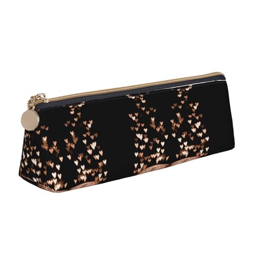 WXWJSHMGC Federmäppchen aus Leder mit Herz-Schalen-Aufdruck, Füllfederhalter-Etui, personalisierbar, tragbar, großes Fassungsvermögen, für Mädchen und Jungen von WXWJSHMGC