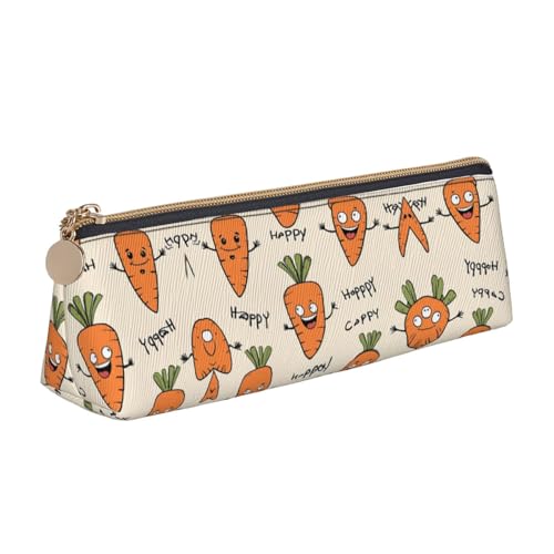 WXWJSHMGC Federmäppchen aus Leder mit Karottenmuster, Füllfederhalter, personalisierbar, tragbar, großes Fassungsvermögen, für Mädchen und Jungen von WXWJSHMGC