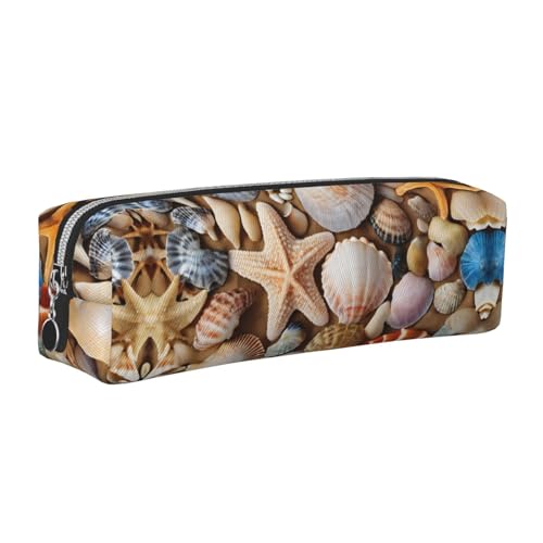 WXWJSHMGC Federmäppchen aus Leder mit Muschel-Landschaft am Strand, einfach, mit metallischer Reißverschlusstasche, Aufbewahrungstasche für Mädchen, Jungen, Studenten, Universität, Mittelschule WXWJSHMGC Federmäppchen aus Leder mit Muschel-Landschaft am Strand, einfach, mit metallischer Reißverschlusstasche, Aufbewahrungstasche für Mädchen, Jungen, Studenten, Universität, Mittelschule von WXWJSHMGC