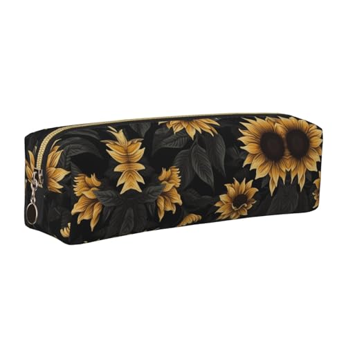 WXWJSHMGC Federmäppchen aus Leder mit Sonnenblumen-Aufdruck, einfach, mit metallischer Reißverschlusstasche, Aufbewahrungstasche für Mädchen, Jungen, Studenten, Universität, Mittelschule, gold WXWJSHMGC Federmäppchen aus Leder mit Sonnenblumen-Aufdruck, einfach, mit metallischer Reißverschlusstasche, Aufbewahrungstasche für Mädchen, Jungen, Studenten, Universität, Mittelschule, gold von WXWJSHMGC