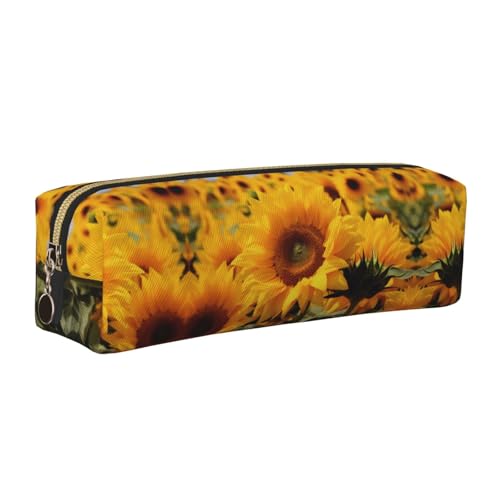 WXWJSHMGC Federmäppchen aus Leder mit Sonnenblumenfelddruck, einfach, mit metallischer Reißverschlusstasche, Aufbewahrungstasche für Mädchen, Jungen, Studenten, Universität, Mittelschule, gold WXWJSHMGC Federmäppchen aus Leder mit Sonnenblumenfelddruck, einfach, mit metallischer Reißverschlusstasche, Aufbewahrungstasche für Mädchen, Jungen, Studenten, Universität, Mittelschule, gold von WXWJSHMGC