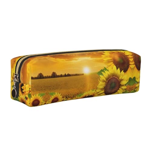 WXWJSHMGC Federmäppchen aus Leder mit Sonnenblumenfelddruck, einfach, mit metallischer Reißverschlusstasche, Aufbewahrungstasche für Mädchen, Jungen, Studenten, Universität, Mittelschule, gold WXWJSHMGC Federmäppchen aus Leder mit Sonnenblumenfelddruck, einfach, mit metallischer Reißverschlusstasche, Aufbewahrungstasche für Mädchen, Jungen, Studenten, Universität, Mittelschule, gold von WXWJSHMGC
