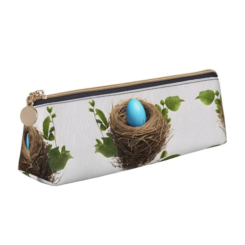 WXWJSHMGC Federmäppchen aus Leder mit Vogelnest, Füllfederhalter, personalisierbar, tragbar, großes Fassungsvermögen, für Schüler und Jungen von WXWJSHMGC