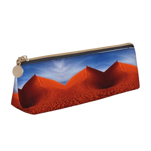 WXWJSHMGC Federmäppchen aus Leder mit Wüstendruck, Füllfederhalter-Etui, personalisierbar, tragbar, großes Fassungsvermögen, für Mädchen und Jungen von WXWJSHMGC