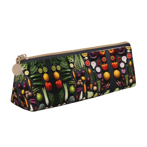 WXWJSHMGC Federmäppchen aus Leder mit frischem Gemüse, personalisierbar, tragbar, großes Fassungsvermögen, für Mädchen und Jungen von WXWJSHMGC