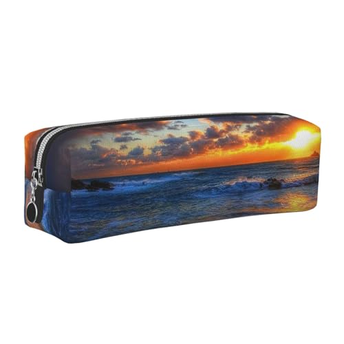 WXWJSHMGC Federmäppchen aus Leder mit hübschem Hintergrund und Sonnenuntergang-Druck, einfach, mit metallischer Reißverschlusstasche, Aufbewahrungstasche für Mädchen, Jungen, Studenten, Universität WXWJSHMGC Federmäppchen aus Leder mit hübschem Hintergrund und Sonnenuntergang-Druck, einfach, mit metallischer Reißverschlusstasche, Aufbewahrungstasche für Mädchen, Jungen, Studenten, Universität von WXWJSHMGC