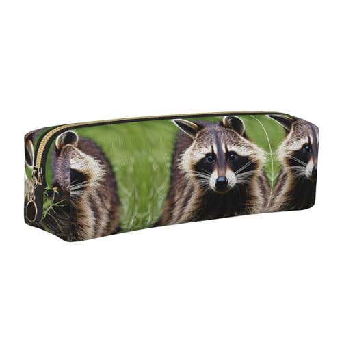 WXWJSHMGC Federmäppchen aus Leder mit niedlichem Waschbär-Druck, einfach, mit metallischer Reißverschlusstasche, Aufbewahrungstasche für Mädchen, Jungen, Studenten, Universität, Mittelschule, gold WXWJSHMGC Federmäppchen aus Leder mit niedlichem Waschbär-Druck, einfach, mit metallischer Reißverschlusstasche, Aufbewahrungstasche für Mädchen, Jungen, Studenten, Universität, Mittelschule, gold von WXWJSHMGC