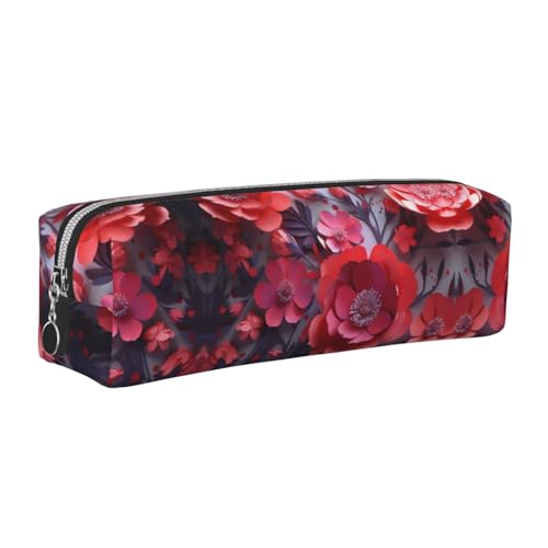 WXWJSHMGC Federmäppchen aus Leder mit rotem Blumendruck, einfach, mit metallischer Reißverschlusstasche, Aufbewahrungstasche für Mädchen, Jungen, Studenten, Universität, Mittelschule, silber WXWJSHMGC Federmäppchen aus Leder mit rotem Blumendruck, einfach, mit metallischer Reißverschlusstasche, Aufbewahrungstasche für Mädchen, Jungen, Studenten, Universität, Mittelschule, silber von WXWJSHMGC