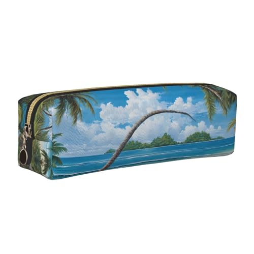 WXWJSHMGC Federmäppchen aus Leder mit tropischer Palme, Hawaii-Stranddruck, einfach, mit metallischer Reißverschlusstasche, Aufbewahrungstasche für Mädchen, Jungen, Studenten, Universität WXWJSHMGC Federmäppchen aus Leder mit tropischer Palme, Hawaii-Stranddruck, einfach, mit metallischer Reißverschlusstasche, Aufbewahrungstasche für Mädchen, Jungen, Studenten, Universität von WXWJSHMGC