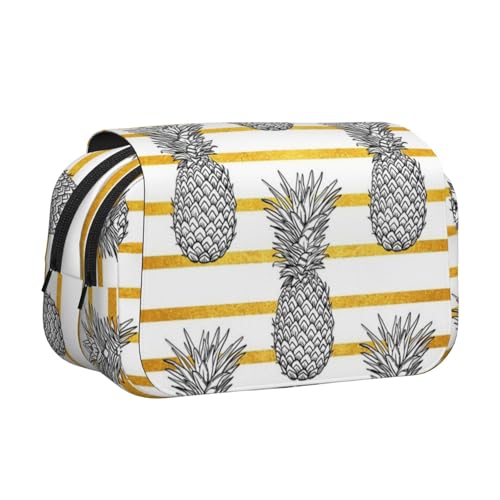 WXWJSHMGC Federmäppchen mit Ananas-Druck, tragbar, doppellagig, für Kinder, Mädchen, Jungen und Erwachsene von WXWJSHMGC