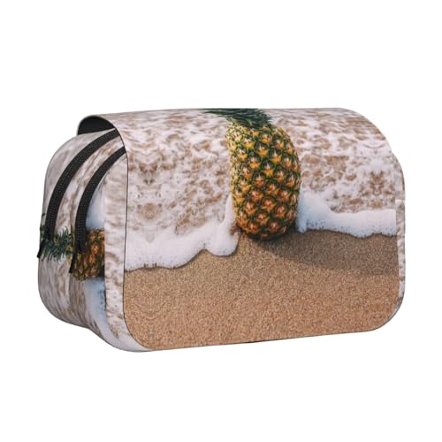 WXWJSHMGC Federmäppchen mit Ananas-Motiv am Strand, tragbar, doppellagig, für Kinder, Mädchen, Jungen und Erwachsene von WXWJSHMGC
