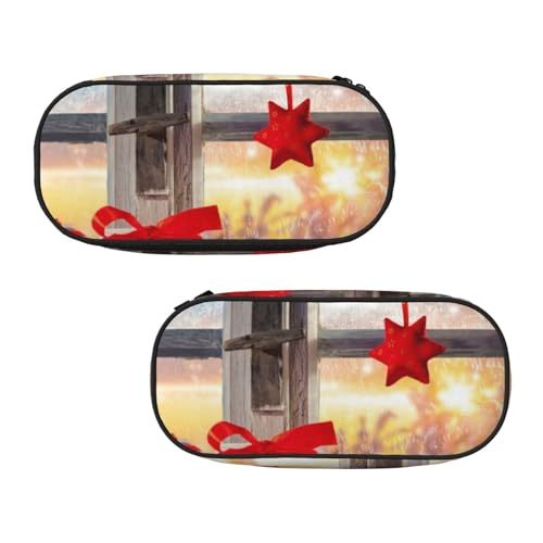 WXWJSHMGC Federmäppchen mit Aufdruck "Merry Christmas", große Tasche mit 3 Fächern, Stifteetui, Kartenhalter, Münzhalter für Jungen, Mädchen, Schule, Schreibwaren von WXWJSHMGC