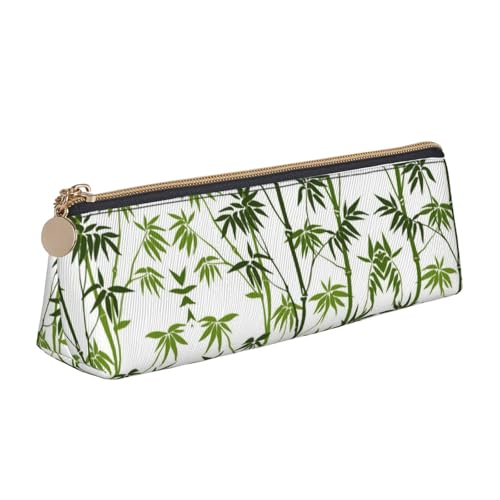 WXWJSHMGC Federmäppchen mit Bambus-Druck, Leder, Füllfederhalter, personalisierbar, tragbar, großes Fassungsvermögen, für Mädchen und Jungen von WXWJSHMGC