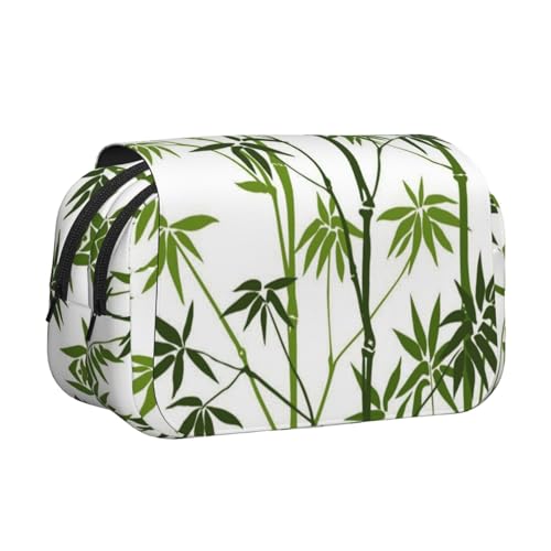 WXWJSHMGC Federmäppchen mit Bambus-Druck, tragbar, doppellagig, für Kinder, Mädchen, Jungen und Erwachsene, Grün von WXWJSHMGC