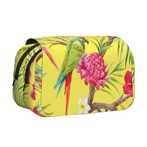 WXWJSHMGC Federmäppchen mit Blumen- und Vogel-Kunstdruck, tragbar, doppellagig, für Kinder, Mädchen, Jungen und Erwachsene von WXWJSHMGC