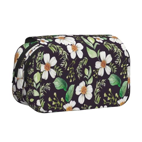 WXWJSHMGC Federmäppchen mit Blumenblatt-Druck, tragbar, doppellagig, für Kinder, Mädchen, Jungen und Erwachsene von WXWJSHMGC