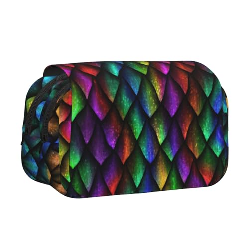 WXWJSHMGC Federmäppchen mit Drachen-Schuppen-Druck, tragbar, doppellagig, für Kinder, Mädchen, Jungen und Erwachsene von WXWJSHMGC