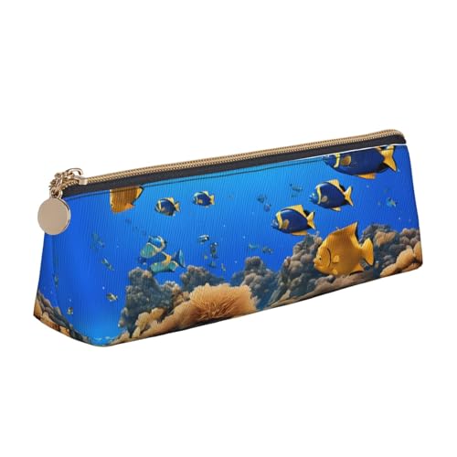 WXWJSHMGC Federmäppchen mit Fischmuster, Leder, Füllfederhalter, personalisierbar, tragbar, großes Fassungsvermögen, für Mädchen und Jungen von WXWJSHMGC