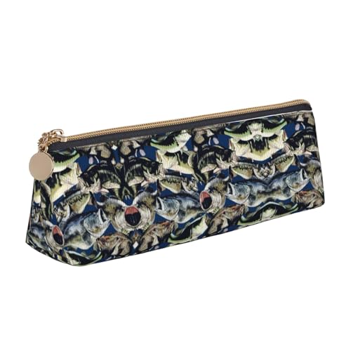 WXWJSHMGC Federmäppchen mit Fischmuster, Leder, Füllfederhalter, personalisierbar, tragbar, großes Fassungsvermögen, für Mädchen und Jungen von WXWJSHMGC