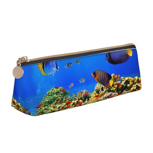 WXWJSHMGC Federmäppchen mit Fischmuster, Leder, Füllfederhalter, personalisierbar, tragbar, großes Fassungsvermögen, für Mädchen und Jungen von WXWJSHMGC