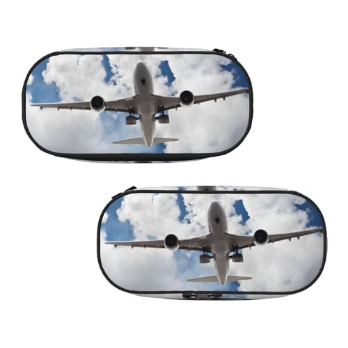 WXWJSHMGC Federmäppchen mit Flugzeug-Kunstdruck, große Tasche mit 3 Fächern, Stifteetui, Kartenhalter, Münzhalter für Jungen, Mädchen, Schule, Schreibwaren von WXWJSHMGC
