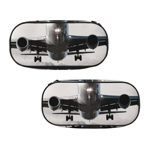 WXWJSHMGC Federmäppchen mit Flugzeug-Kunstdruck, große Tasche mit 3 Fächern, Stifteetui, Kartenhalter, Münzhalter für Jungen, Mädchen, Schule, Schreibwaren von WXWJSHMGC