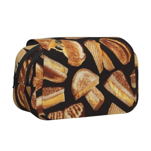 WXWJSHMGC Federmäppchen mit Käse-Sandwiches-Druck, tragbar, doppellagig, für Kinder, Mädchen, Jungen und Erwachsene von WXWJSHMGC