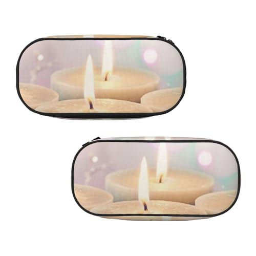 WXWJSHMGC Federmäppchen mit Kerzendruck, große Tasche mit 3 Fächern, Stifteetui, Kartenhalter, Münzhalter, für Jungen, Mädchen, Schule, Schreibwaren von WXWJSHMGC