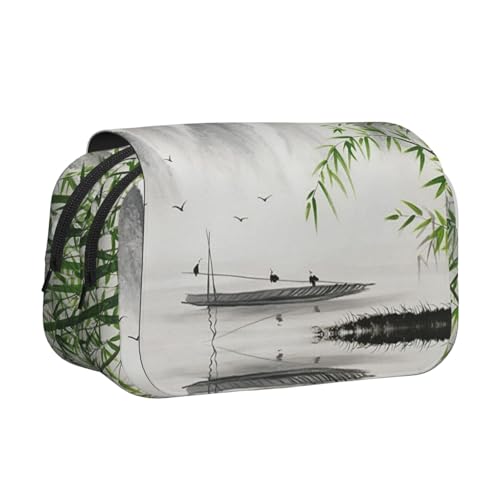 WXWJSHMGC Federmäppchen mit Landschaftsmalerei, tragbar, doppellagig, für Kinder, Mädchen, Jungen und Erwachsene von WXWJSHMGC