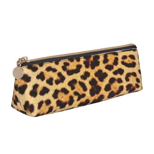 WXWJSHMGC Federmäppchen mit Leopardenmuster, Leder, Füllfederhalter, personalisierbar, tragbar, großes Fassungsvermögen, für Mädchen und Jungen von WXWJSHMGC