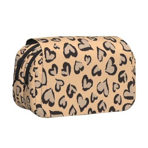 WXWJSHMGC Federmäppchen mit Leopardenmuster, tragbar, doppellagig, für Kinder, Mädchen, Jungen und Erwachsene von WXWJSHMGC