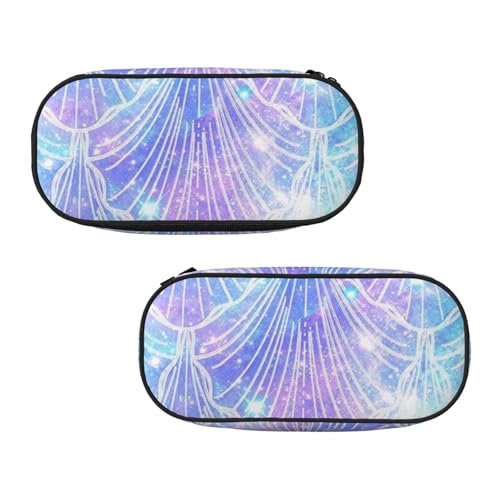 WXWJSHMGC Federmäppchen mit Meerjungfrauen-Motiv, große Tasche mit 3 Fächern, Stifteetui, Kartenhalter, Münzhalter für Jungen, Mädchen, Schule, Schreibwaren von WXWJSHMGC