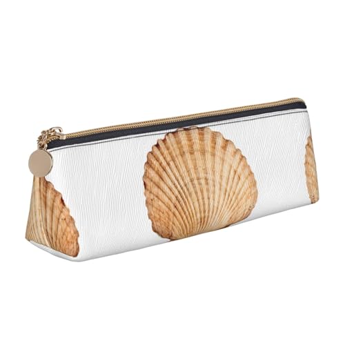 WXWJSHMGC Federmäppchen mit Muschelmuster, Leder, Füllfederhalter, personalisierbar, tragbar, großes Fassungsvermögen, für Mädchen und Jungen von WXWJSHMGC