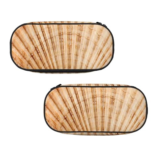 WXWJSHMGC Federmäppchen mit Muschelmuster, große Tasche mit 3 Fächern, Stifteetui, Kartenhalter, Münzhalter für Jungen, Mädchen, Schule, Schreibwaren von WXWJSHMGC