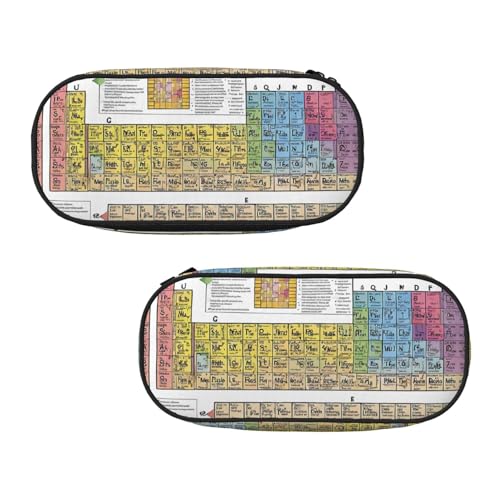 WXWJSHMGC Federmäppchen mit Periodensystem der Elemente, große Tasche mit 3 Fächern, Stifteetui, Kartenhalter, Münzhalter, für Jungen, Mädchen, Schule, Schreibwaren von WXWJSHMGC
