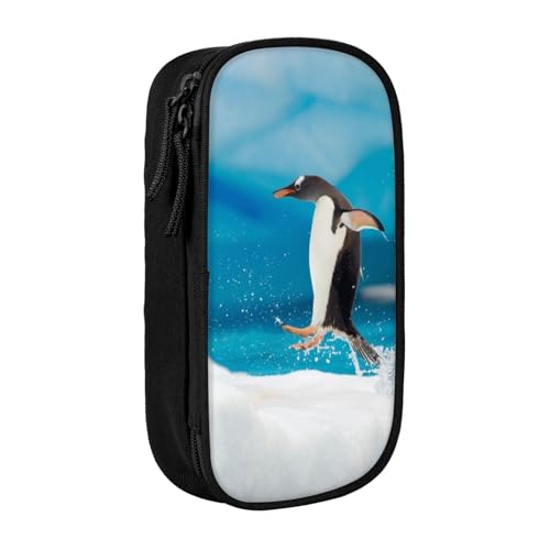 WXWJSHMGC Federmäppchen mit Pinguin-Druck, großes Fassungsvermögen, doppellagig, mit Reißverschluss, strapazierfähiges Schuletui aus Stoff, ideal für Schüler, Schwarz , Einheitsgröße, Kosmetikkoffer WXWJSHMGC Federmäppchen mit Pinguin-Druck, großes Fassungsvermögen, doppellagig, mit Reißverschluss, strapazierfähiges Schuletui aus Stoff, ideal für Schüler, Schwarz , Einheitsgröße, Kosmetikkoffer von WXWJSHMGC