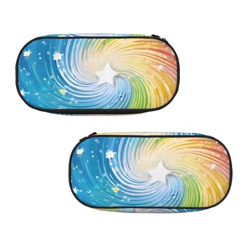 WXWJSHMGC Federmäppchen mit Regenbogen-Hintergrund, große Tasche mit 3 Fächern, Stifteetui, Kartenhalter, Münzhalter für Jungen, Mädchen, Schule, Schreibwaren von WXWJSHMGC