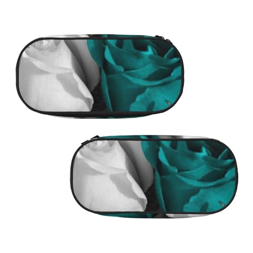 WXWJSHMGC Federmäppchen mit Rosen-Aufdruck, groß, mit 3 Fächern, Stifteetui, Kartenhalter, Münzfach, für Jungen, Mädchen, Schule, Schreibwaren von WXWJSHMGC