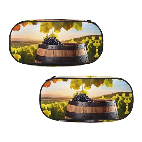 WXWJSHMGC Federmäppchen mit Rotwein-Aufdruck, große Tasche mit 3 Fächern, Stifteetui, Kartenhalter, Münzhalter für Jungen, Mädchen, Schule, Schreibwaren von WXWJSHMGC