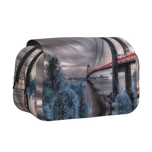 WXWJSHMGC Federmäppchen mit Scenery Bridge-Druck, tragbar, doppellagig, für Kinder, Mädchen, Jungen und Erwachsene von WXWJSHMGC