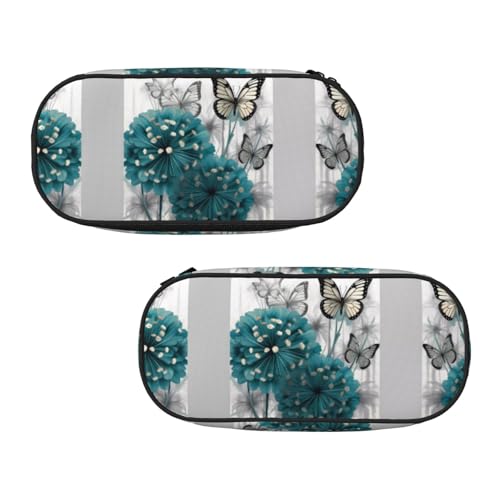 WXWJSHMGC Federmäppchen mit Schmetterlings-Aufdruck, groß, mit 3 Fächern, Stifteetui, Kartenhalter, Münzfach, für Jungen, Mädchen, Schule, Schreibwaren von WXWJSHMGC